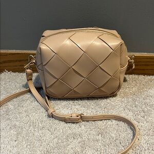 Woven Tan Crossbody Bag